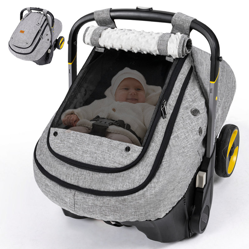 Waterproof Baby Car Seat Cover Canopy, Windproof Carseat Canopy, Gray