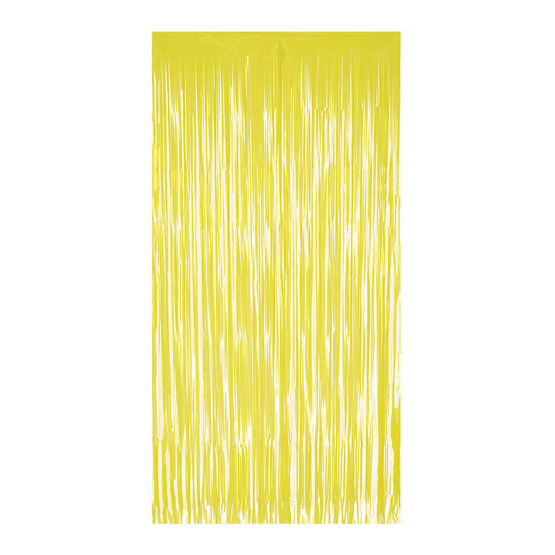 Rideau à franges en plastique 1 pli, Jaune