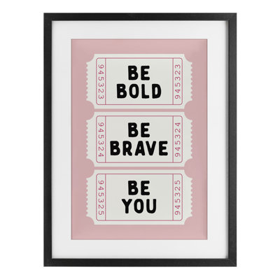 Be You Uplifting Tickets Framed Print Under Glass, design by Lettered and Lined