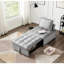 Lit convertible, 1 siège en velours gris, multifonctionnel pour différents besoins, maison, siège-lit d'appoint avec coussin, dossier amovible, bureau et appartement peu encombrant, H 16,5 po-1432299453