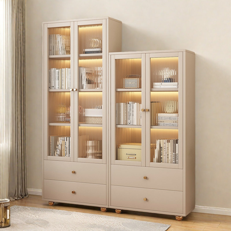 Modern Leisure Classic Combination Storage Cabinet, (3 Shelves) 78.7"H x 55.1"W x 13.7"D, Beige