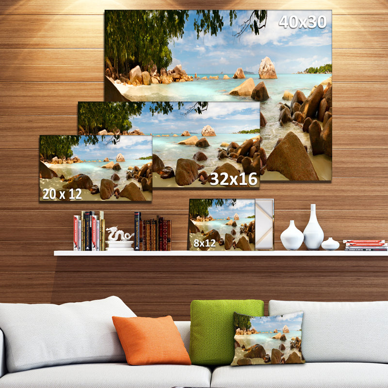 «Tropical Rocky Beach Panorama», reproduction de photo sur toile tendue, H 16 po x l 32 po x P 1 po
