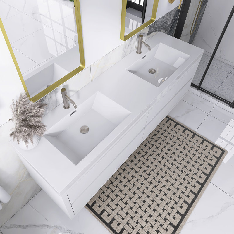 72" Wall Mounted Bathroom Vanity With Sink