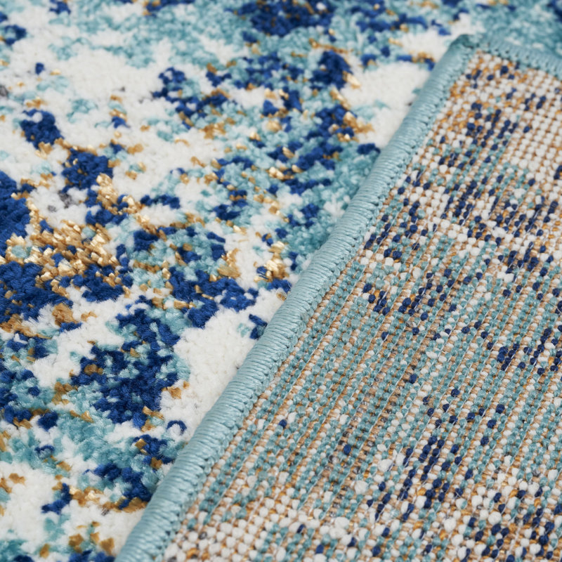 Thorold Abstract Blue/Ivory Area Rug, Rectangle 8' x 10'