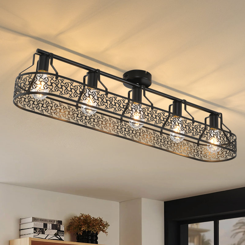 5 - Light 110cm Farmhouse Metal Dimmable Flush Mount