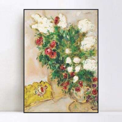 Art encadré sur toile, estampe numérique # 17 par Marc Chagall, art mural pour le salon, décorations de bureau à domicile (cadre en bois de couleur mince, 18 po x 24 po)