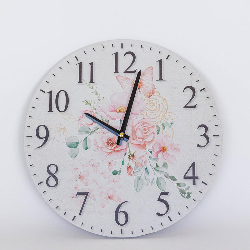 Pink Flowers Pattern Wall Clock