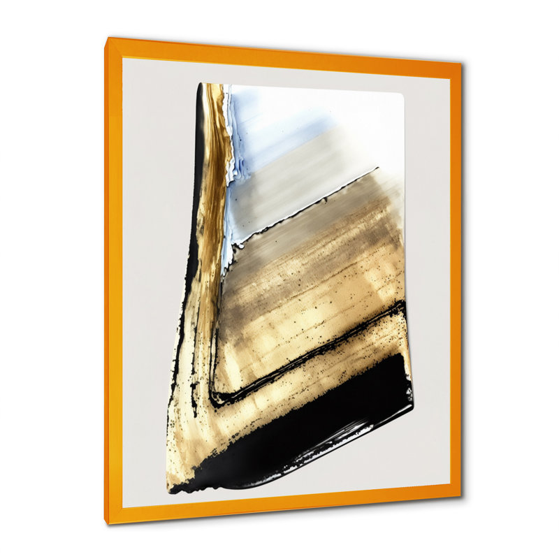 Expression cubique noire et dorée - peinture sur toile, Impression dorée sur toile encadrée, H 32 po x l 16 po x P 1 po