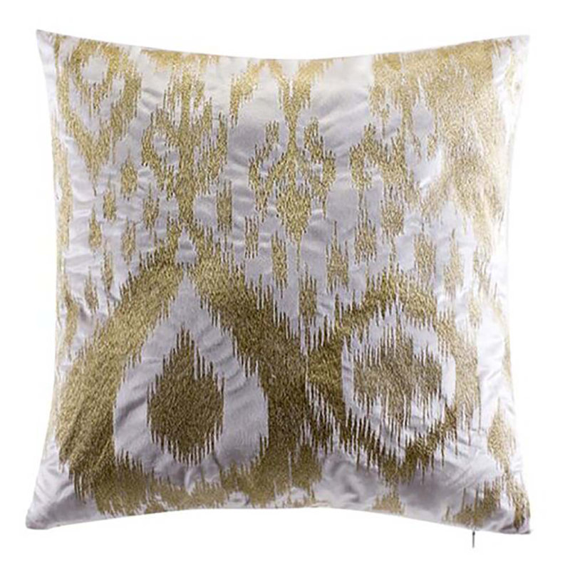 Astor Square Pillow Cover & Insert, Ivory/Gold
