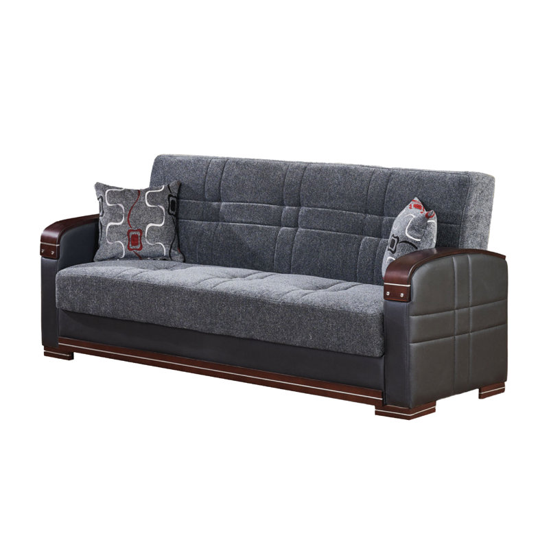 Canapé-lit en chenille à accoudoirs arrondis 86 po Genagen, Gris