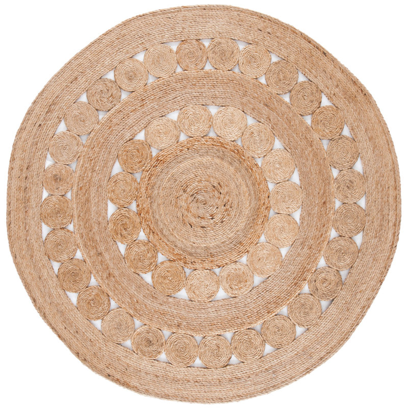 Tapis en jute tissé à la main Sarita, Rond 5 pi