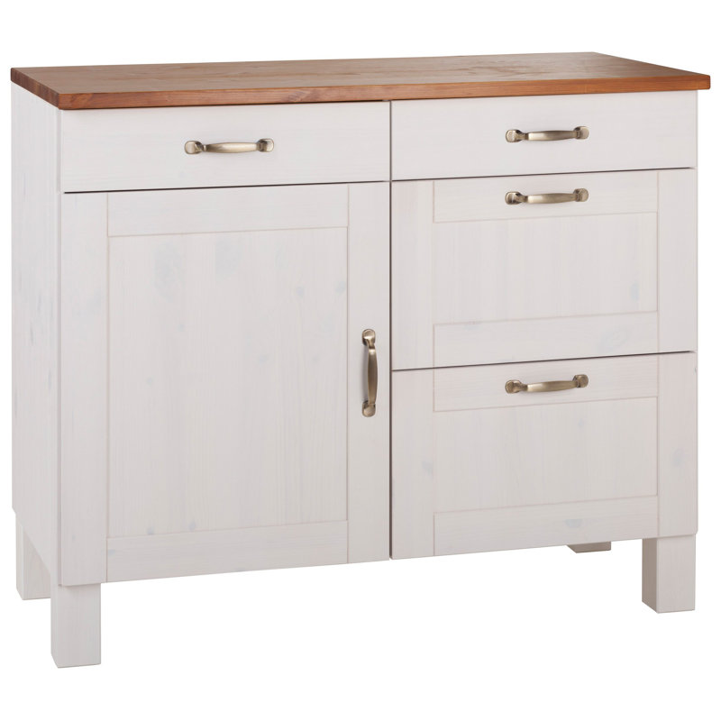 Flintwood 85cm Kitchen Pantry, White/Honey