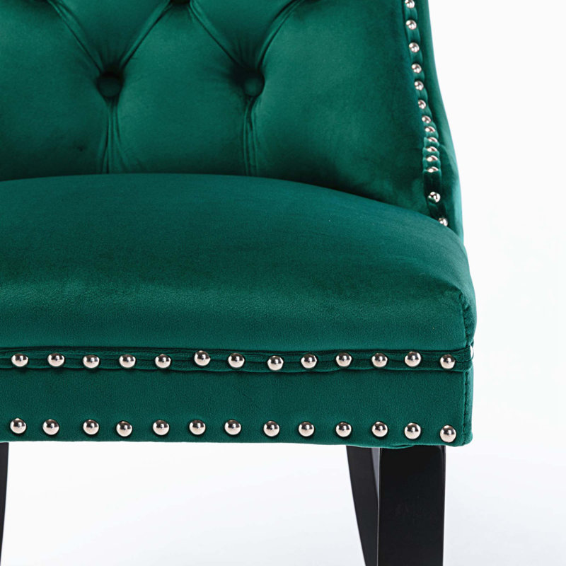 Gayna Velvet Side Chair, Black, Green Velvet