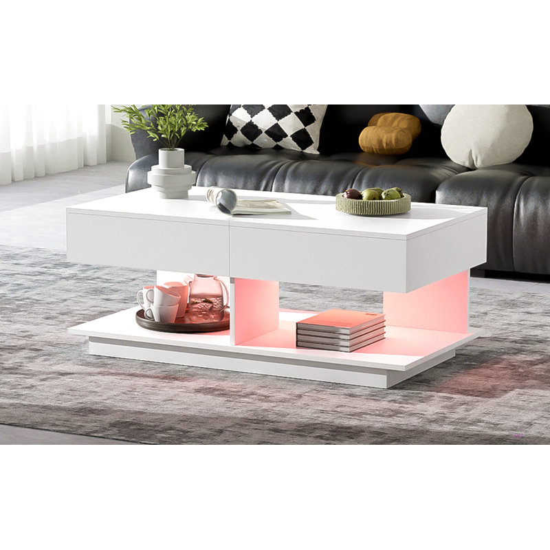 Table basse à rallonge de 41,3 po à 76,7 po, table basse centrale efficace avec plusieurs compartiments de rangement, table basse réglable multifonctionnelle avec espace de rangement caché pour le salon