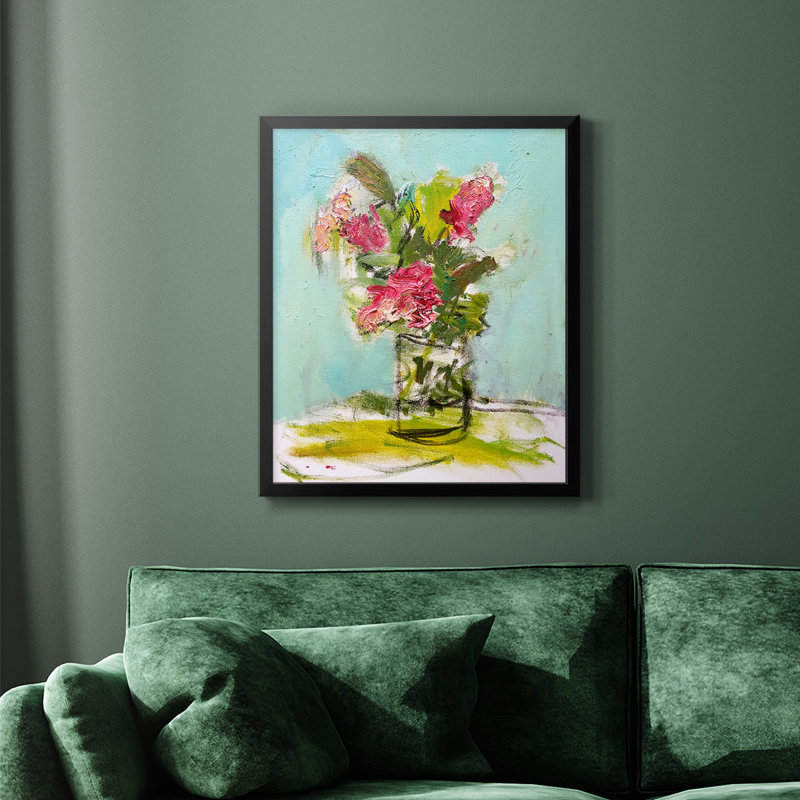 Toile encadrée Turquoise Lilly Premium - prête à être accrochée, H 24 po x l 20 po, Noir
