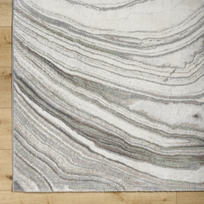 Rectangle Cahla Machine Woven Polypropylene Area Rug in Cream, Rectangle 5'3" x 7'1"