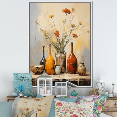 Élément décoratif de poterie florale jaune naturel I - Boho Pottery