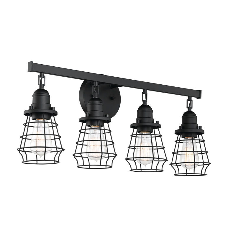 4 - Light Dimmable Vanity Light, Flat Black, Flat Black