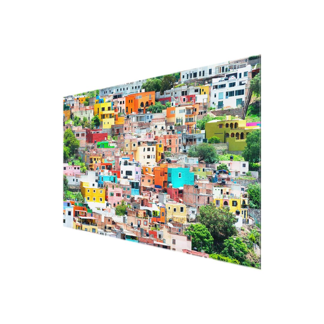 Glasbild Bunte Guanajuato Hausfront