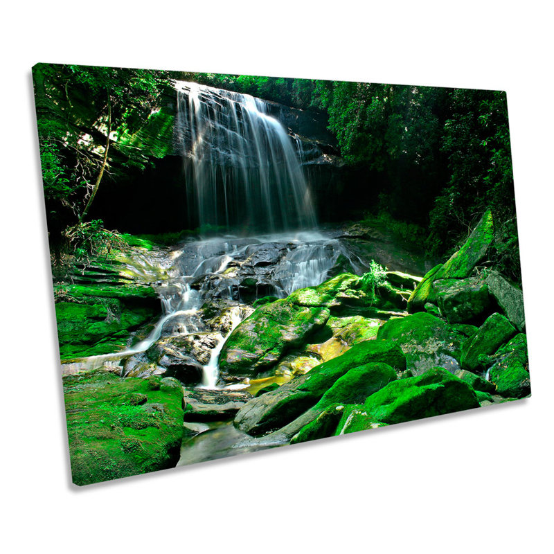 Waterfall Rain Forest Green - Wrapped Canvas Print, 81.3cm H x 121.9cm W x 4cm D