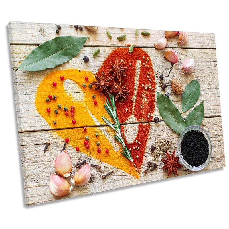 Heart Kitchen Spices Herbs - Wrapped Canvas Print, 30.5cm H x 45.7cm W x 2cm D