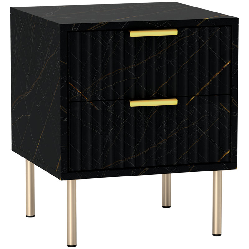 40cm W Manufactured Wood Bedside Table, Black