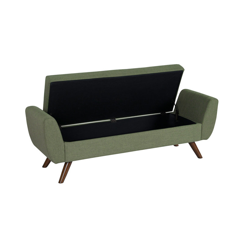 Banc de rangement rembourré Amsi, Oliver vert tissé