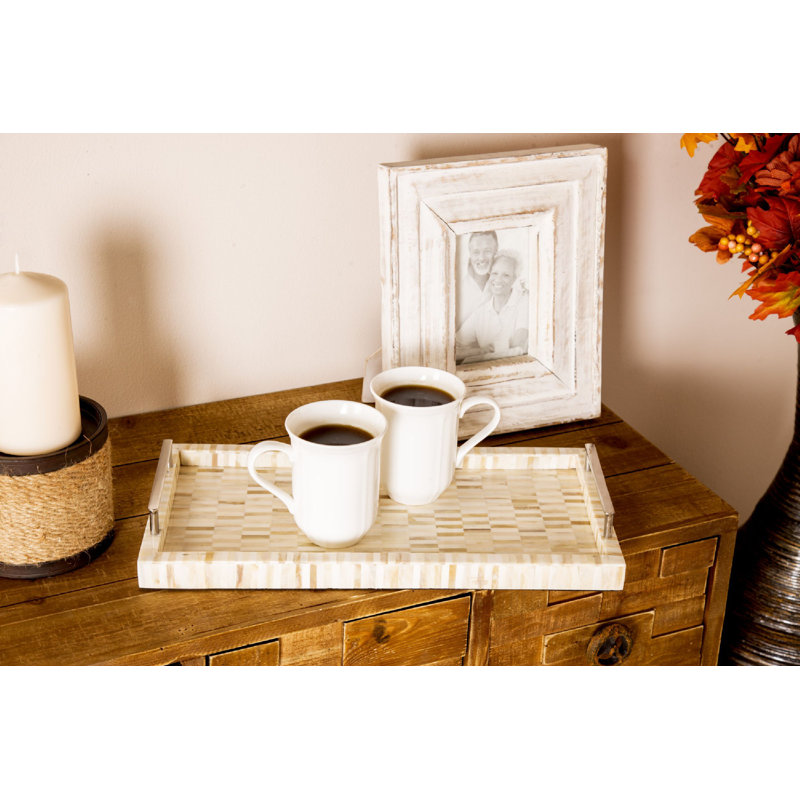 Metal Tray, Brown/Cream