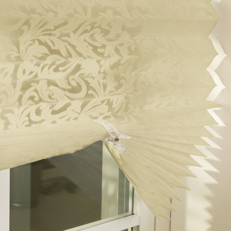 No Tools Cordless Original Embossed Light Filtering Pleated Paper Shade, Easy to Install and Cut for Home Bedroom Office Windows