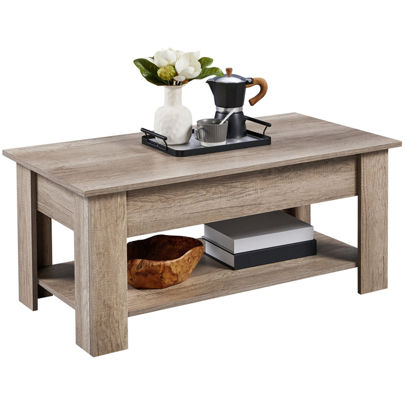 Lift Top Four Leg Coffee Table with Storage, Grey, 56cm H x 98cm L x 50cm W
