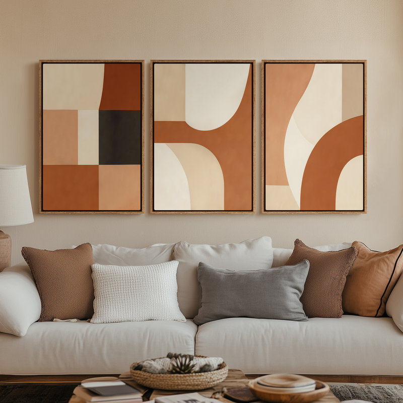 Art mural encadré sur toile, rétro muraux abstraits pour chambre à coucher, H 36 po x l 24 po, Naturel