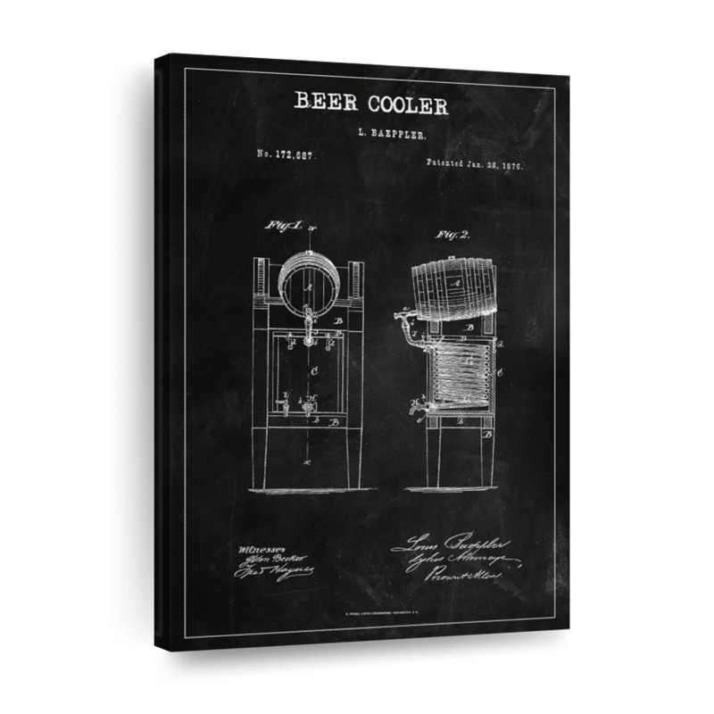 «Beer Cooler», brevet sur toile, H 24 po x l 16 po x P 1,25 po