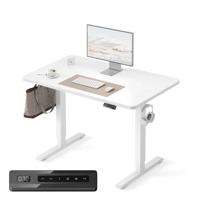 Bureau électrique debout, bureau assis-debout à hauteur ajustable, L 40 po x P 24 po, Blanc