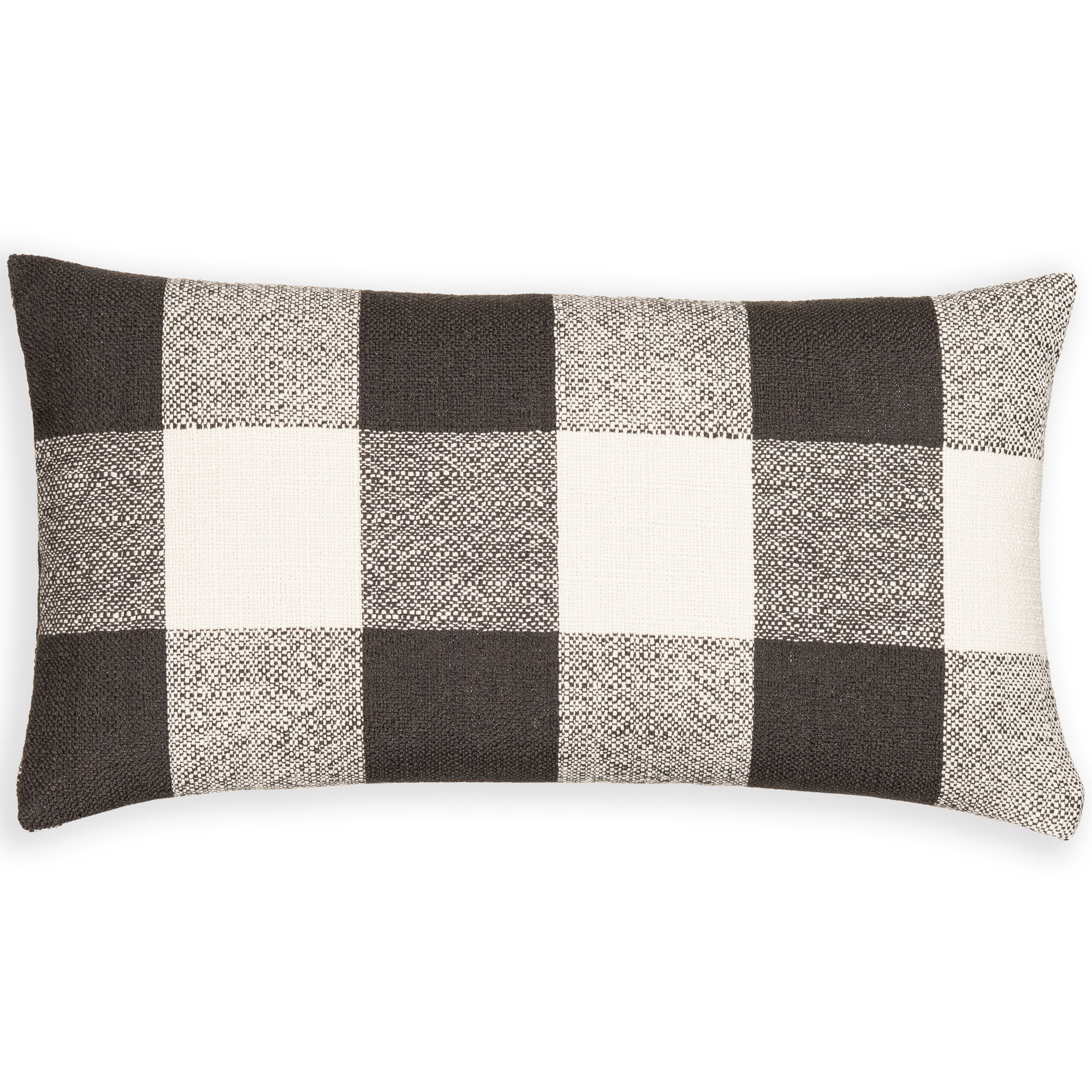 Birch Lane Cleveland Throw Pillow Lumbar, Polyester, Black Checkered
