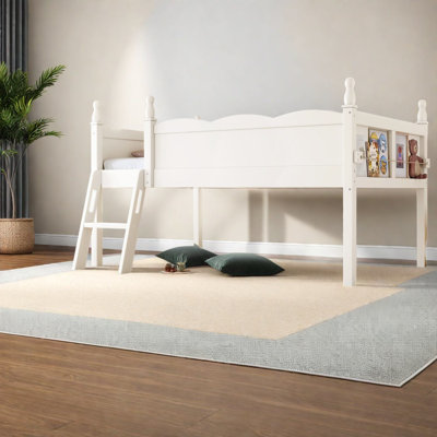 Lit mezzanine bas Safe Safe, structure en bois aggloméré simple, chambre d'enfant beige moderne