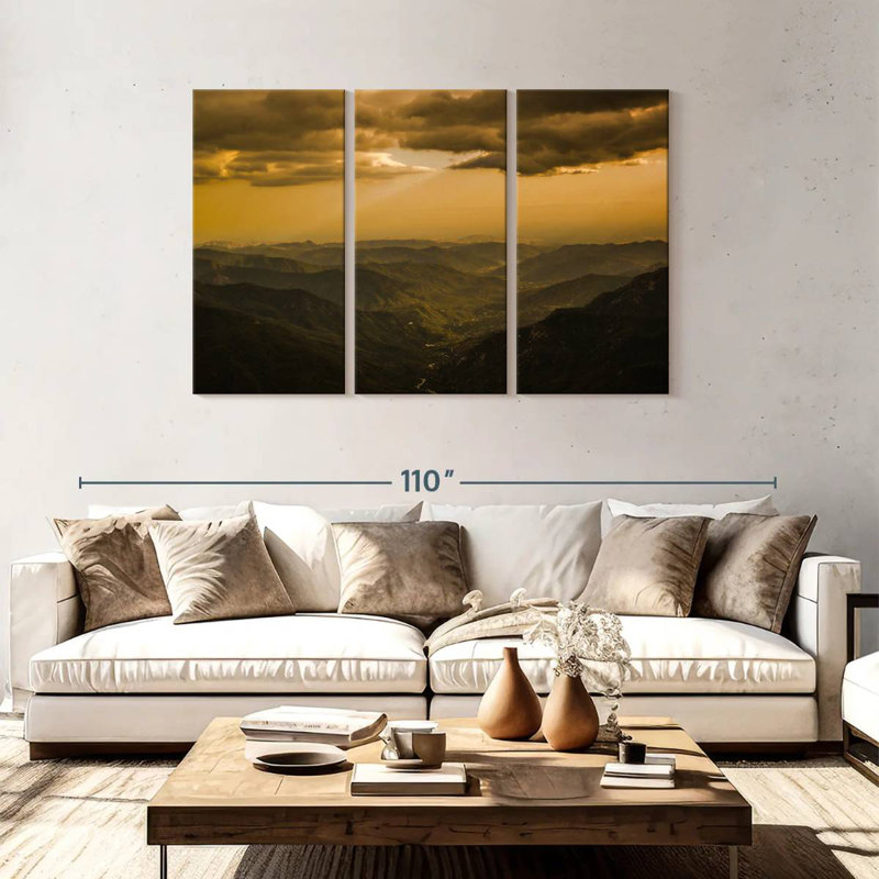 Alvord, coucher de soleil séquoia nuageux, H 48 po x l 74 po