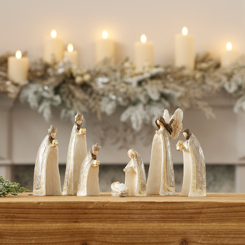 Mini figurines de crèche emboîtables (ensemble de 7)