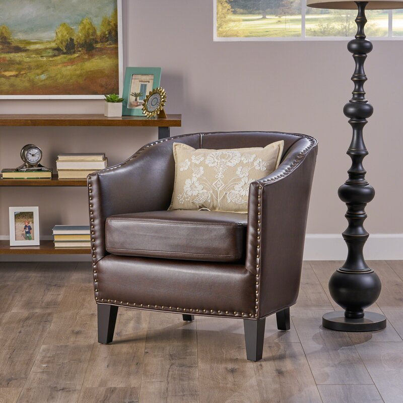 Fauteuil club inclinable en cuir, Brun