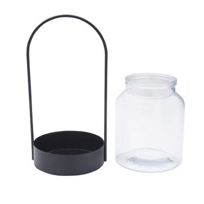 Elements 17 in. Metal and Glass Candle Holder
