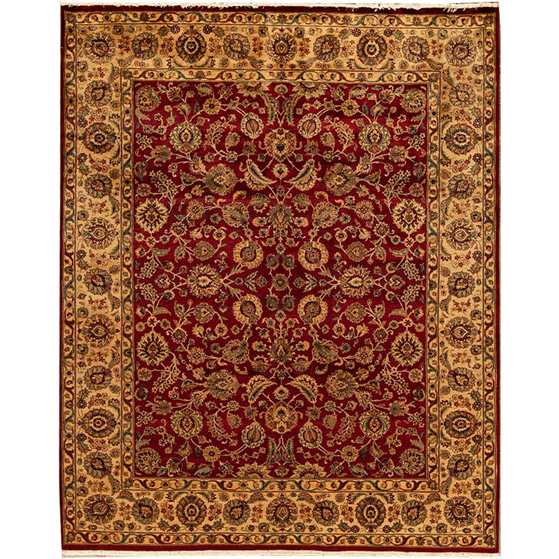 Tapis rouge et crème noué à la main de haute qualité