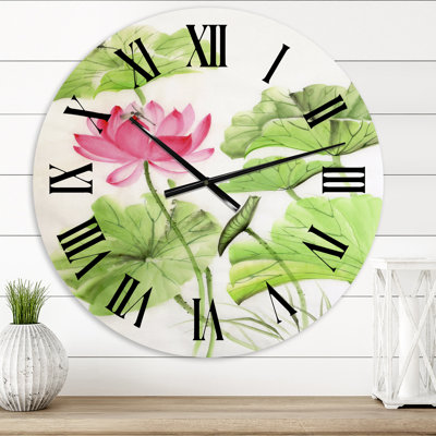 Lotus et libellule - Horloge murale traditionnelle