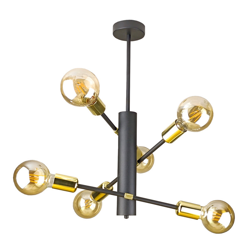 Velum 6-light Flush Mount, Black/Gold
