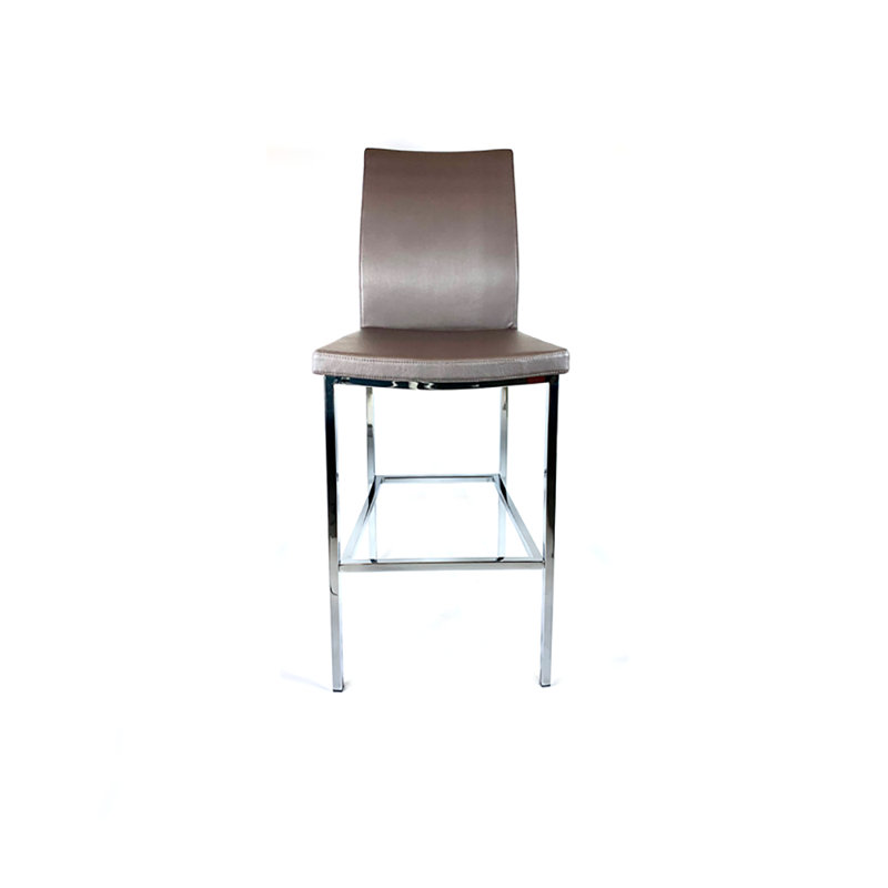 Tabouret Jocelyne, Chrome, Tabouret de comptoir (hauteur de siège de 27 po), Blanc