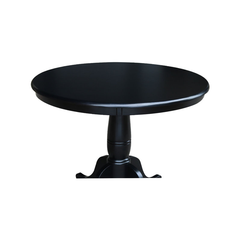 Solid Wood Pedestal Dining Table, 30" H x 30" L x 30" W, Black