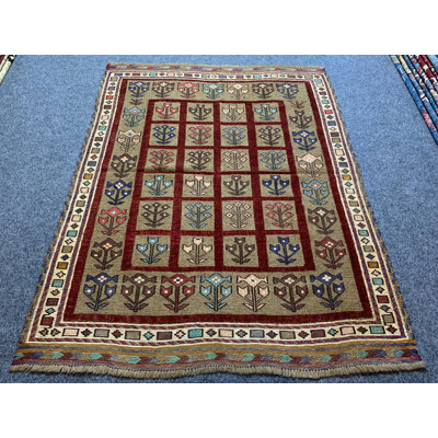 4,0 x 5,0 pi, tapis kilim en laine fait à la main afghane, tapis kilim tribal, tapis kilim afghan Herati Barjasta nokar, tapis Sumak kilim antique, salon.
