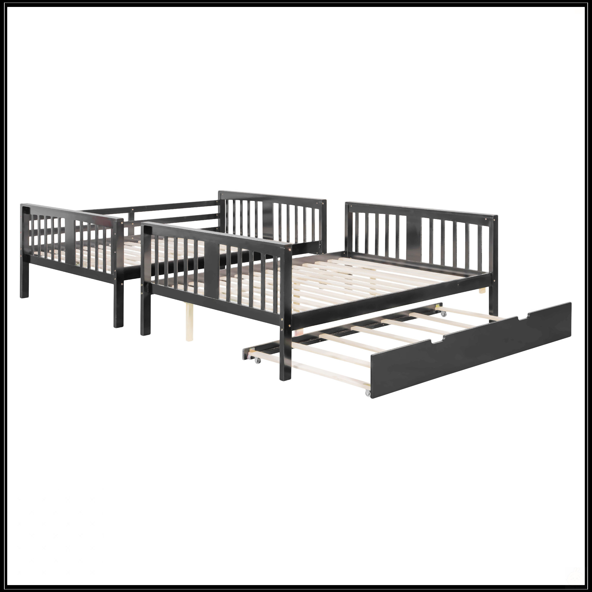 Latitude Run® Full Over Full Bunk Bed With Twin Size Trundle And Ladder ...