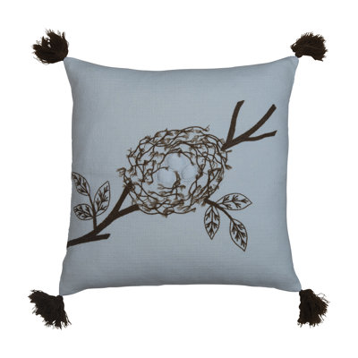 Embroidered Cotton Throw Pillow