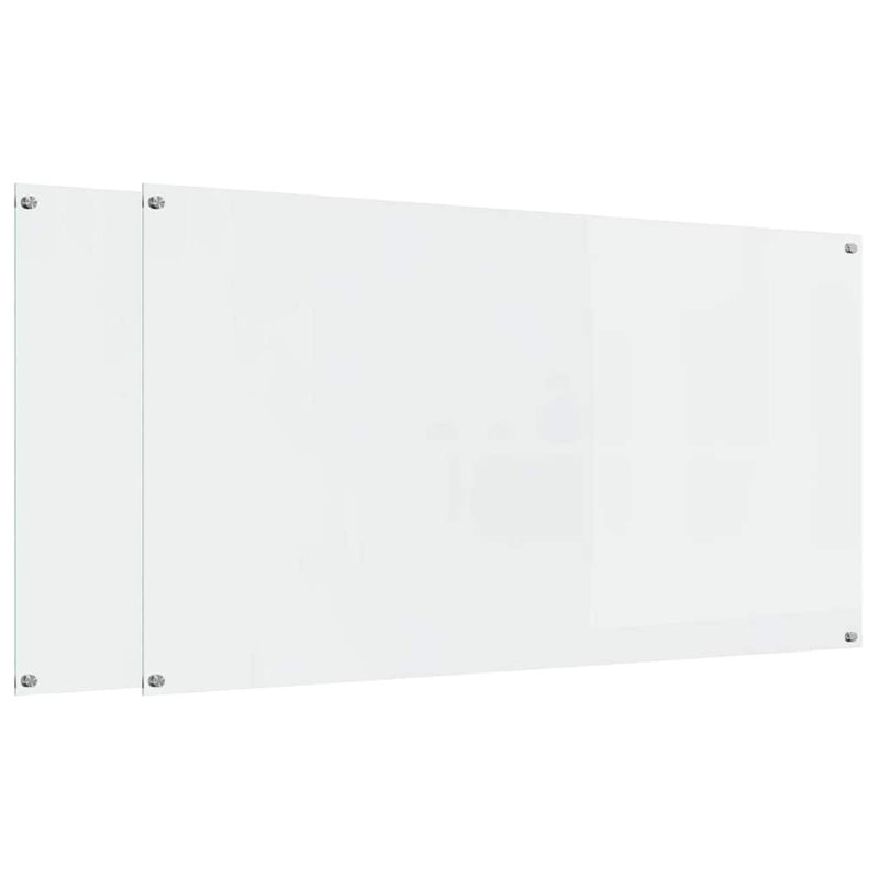 Vidaxl Kitchen Backsplash White 80 X 40 Cm Tempered Glass, 60cm H x 110cm W, Transparent