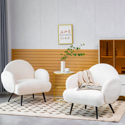 Upholstered Teddy Boucle Barrel Chair