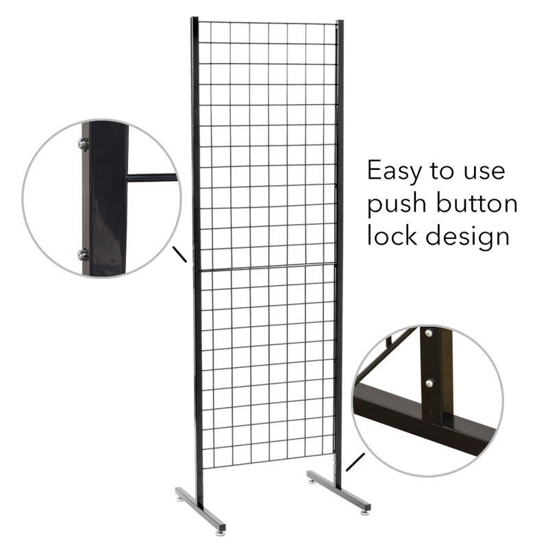 H 79 po x l 25 po - Présentoir portable robuste Grid & Go, Noir